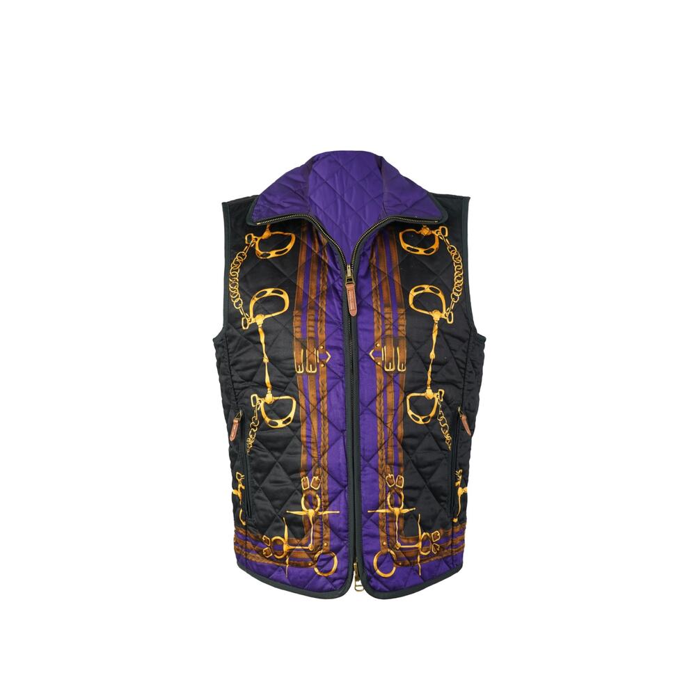 Lauren Ralph Lauren Vintage Equestrian Horse-Bit Reversible Quilted Vest P Large